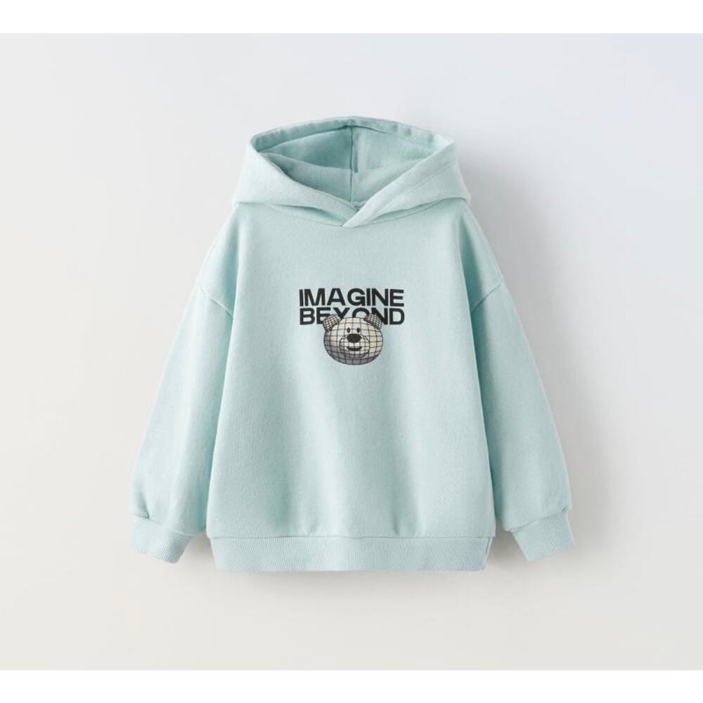 Zara Kids IMAGINE BEYOND Blue Graphic Hoodie - Size 6
